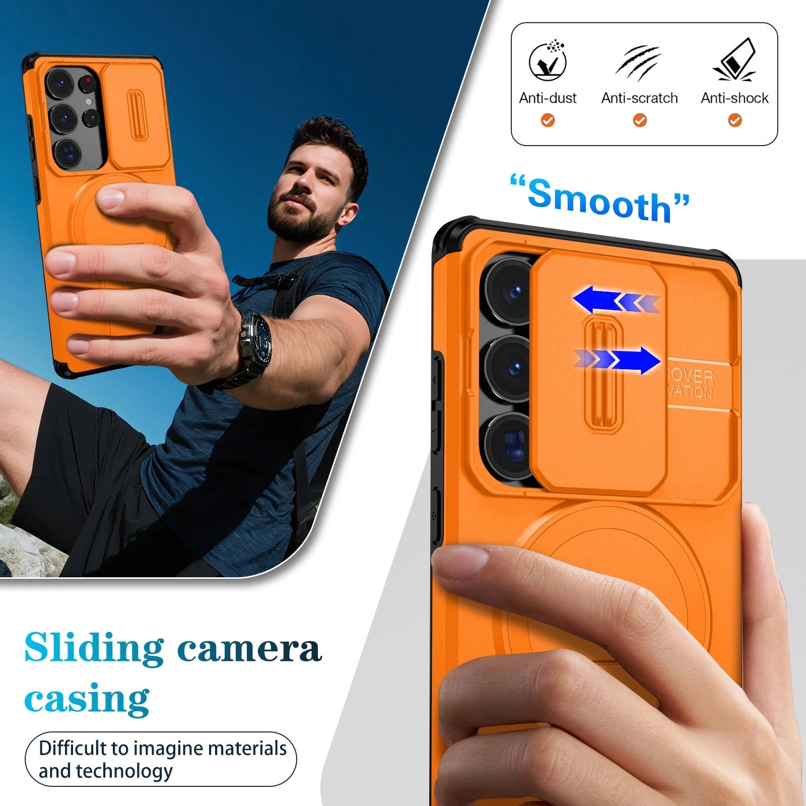 For Samsung Galaxy S25FE S24 S25 Ultra Shockproof Mag Safe Stand Slide Lens Case