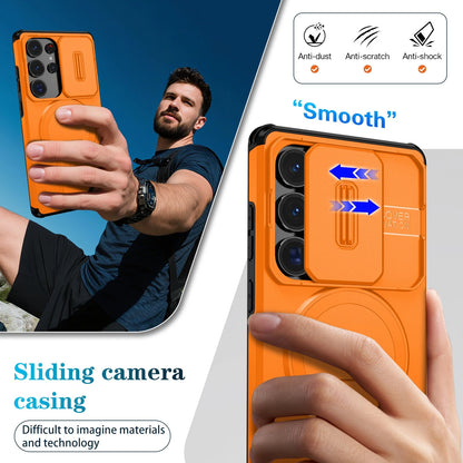 For Samsung Galaxy S25FE S24 S25 Ultra Shockproof Mag Safe Stand Slide Lens Case