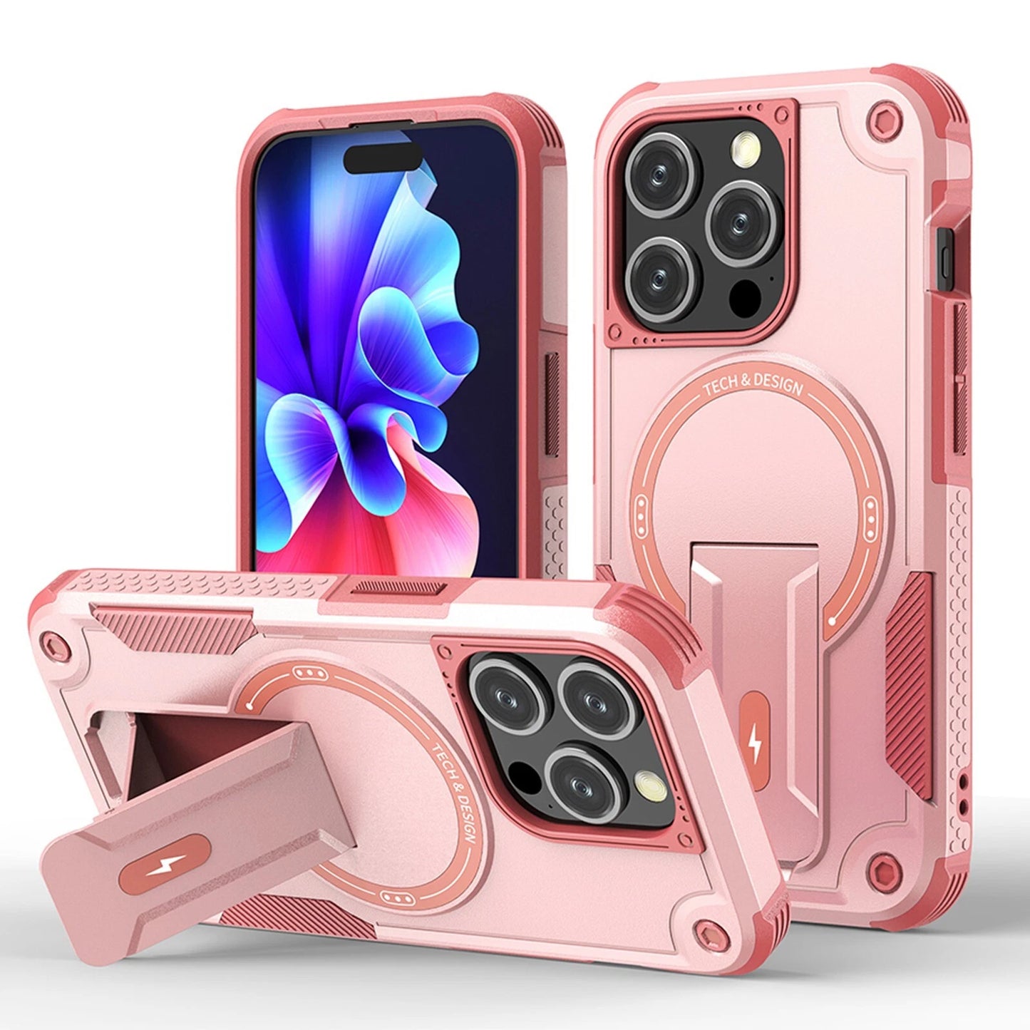 For iPhone 17 16 Pro Max 15 14 13 12 11 Heavy Duty Rugged Magnetic Case + Stand