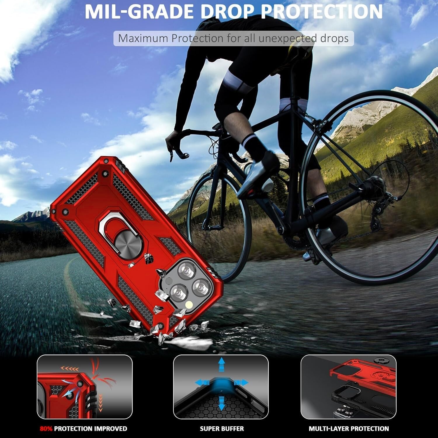 For iPhone 13 Case/13 Pro Max/13 Mini Phone Cover Shockproof + Tempered Glass