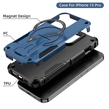 For iPhone 17 16 Pro Max 15 14 13 12 11 Heavy Duty Rugged Magnetic Case + Stand