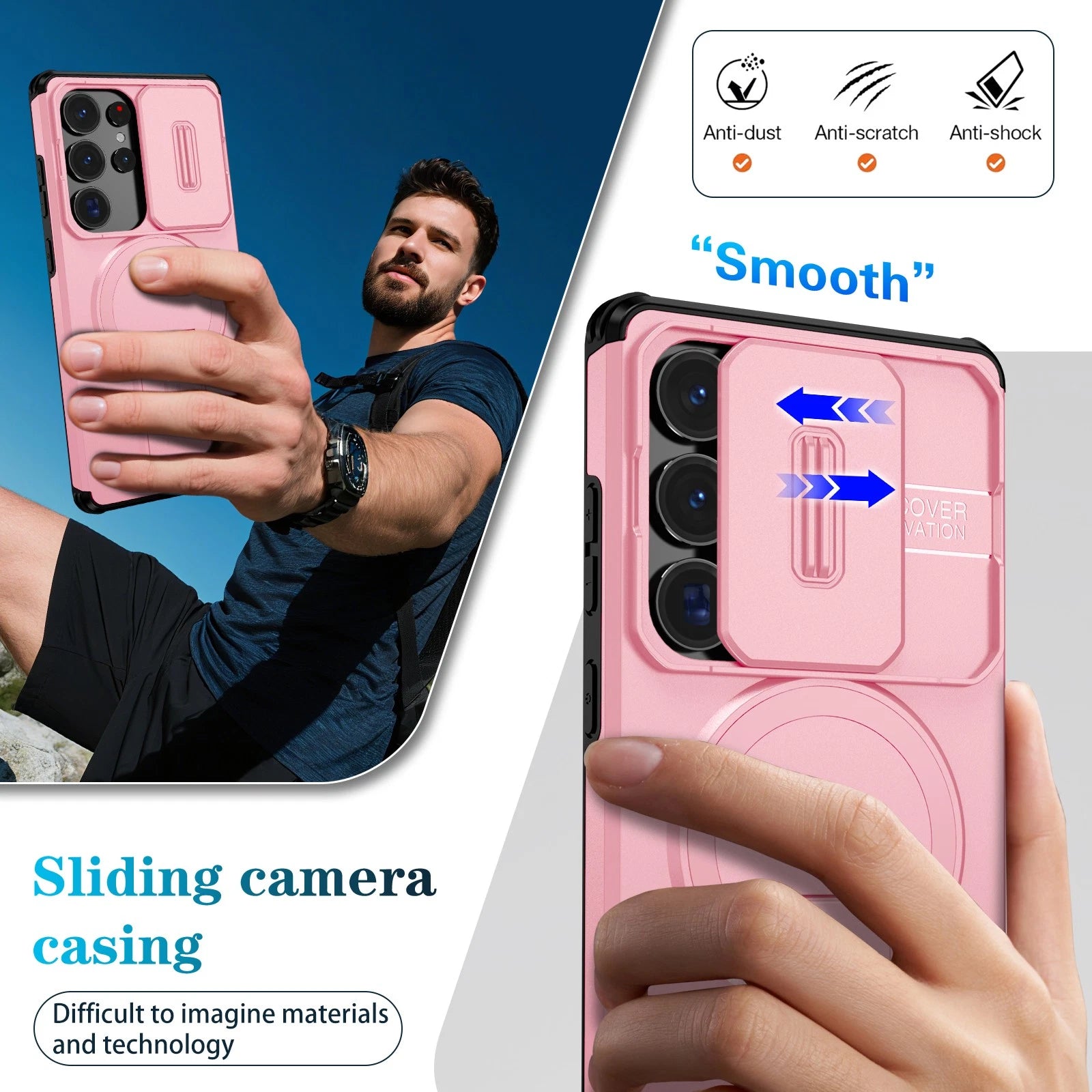 For Samsung Galaxy S25FE S24 S25 Ultra Shockproof Mag Safe Stand Slide Lens Case