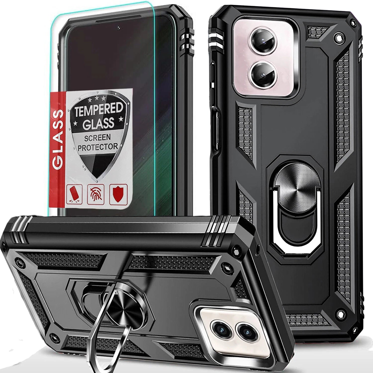 For Motorola Moto G 2025 Case/5G 2024/2023/2022 Phone Cover + Tempered Glass