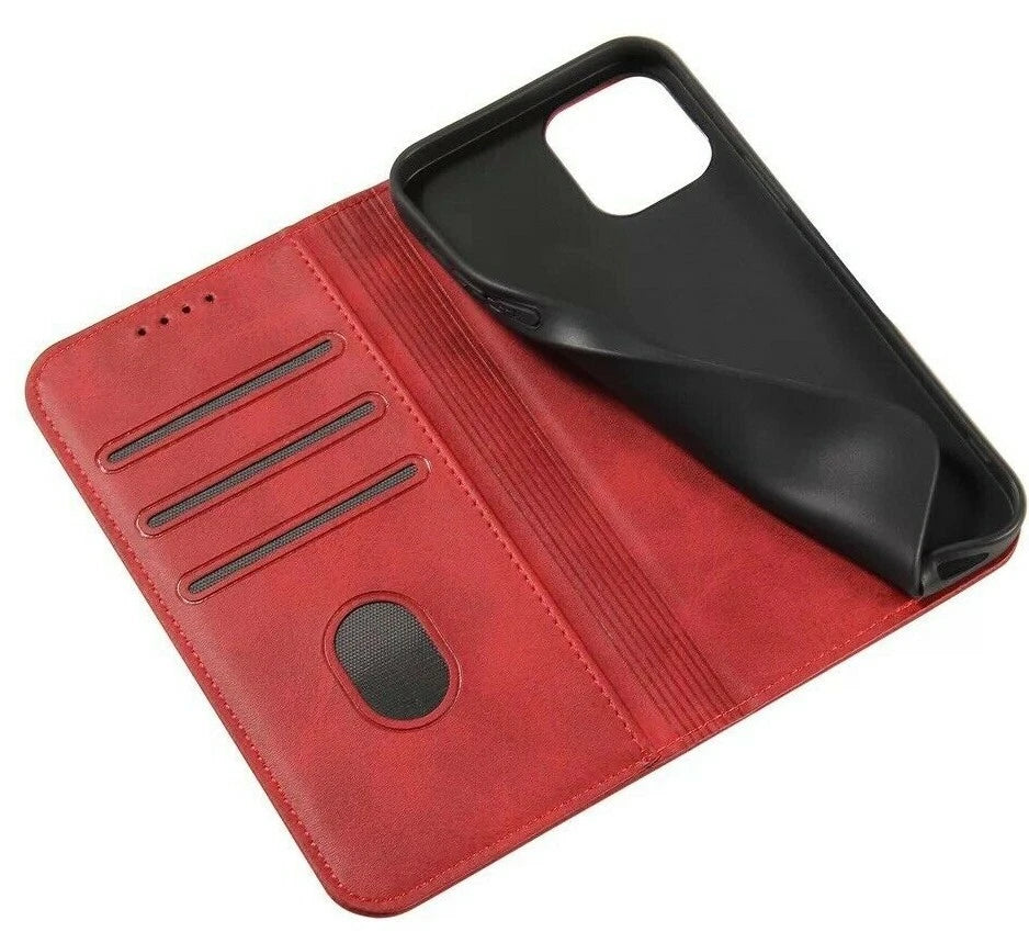 For iPhone 17 16 15 14 13 12 Plus Pro Max Air Leather Magnetic Flip Wallet Case