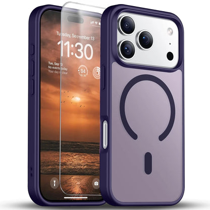 For iPhone 17 Pro Max Case 17 Pro 16 Phone Cover Shockproof Frost+Tempered Glass