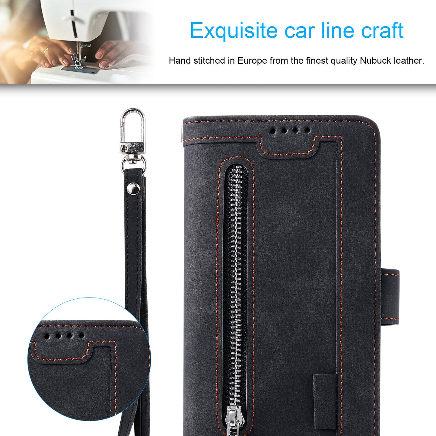 Zipper Leather Wallet Case For Samsung Galaxy S25 S24 S23 S22 Ultra Plus S21 S20