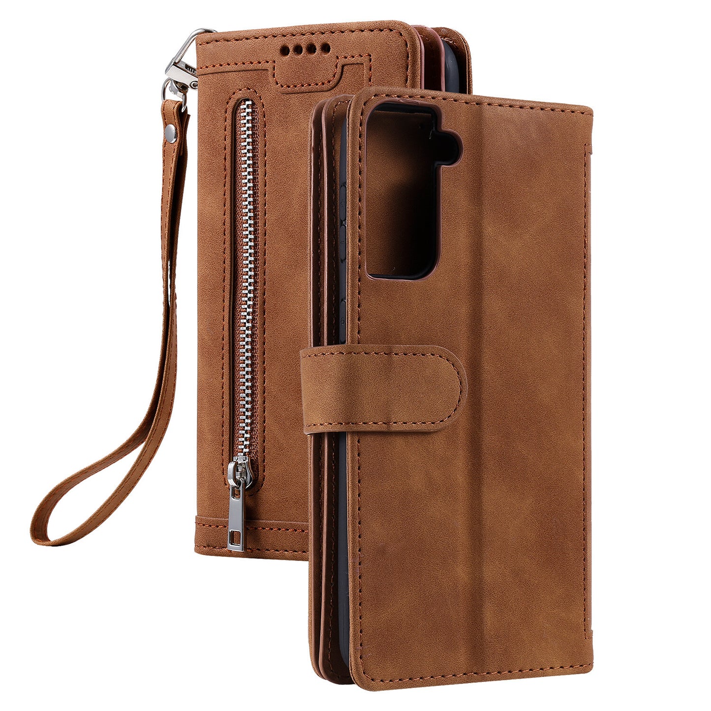 Zipper Leather Wallet Case For Samsung Galaxy S25 S24 S23 S22 Ultra Plus S21 S20