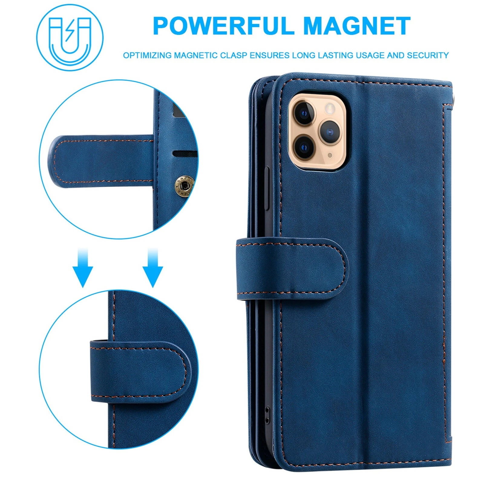 Zipper Leather Wallet Case For iPhone 16 15 17 Pro Max 14 13 12 11 Flip Cover