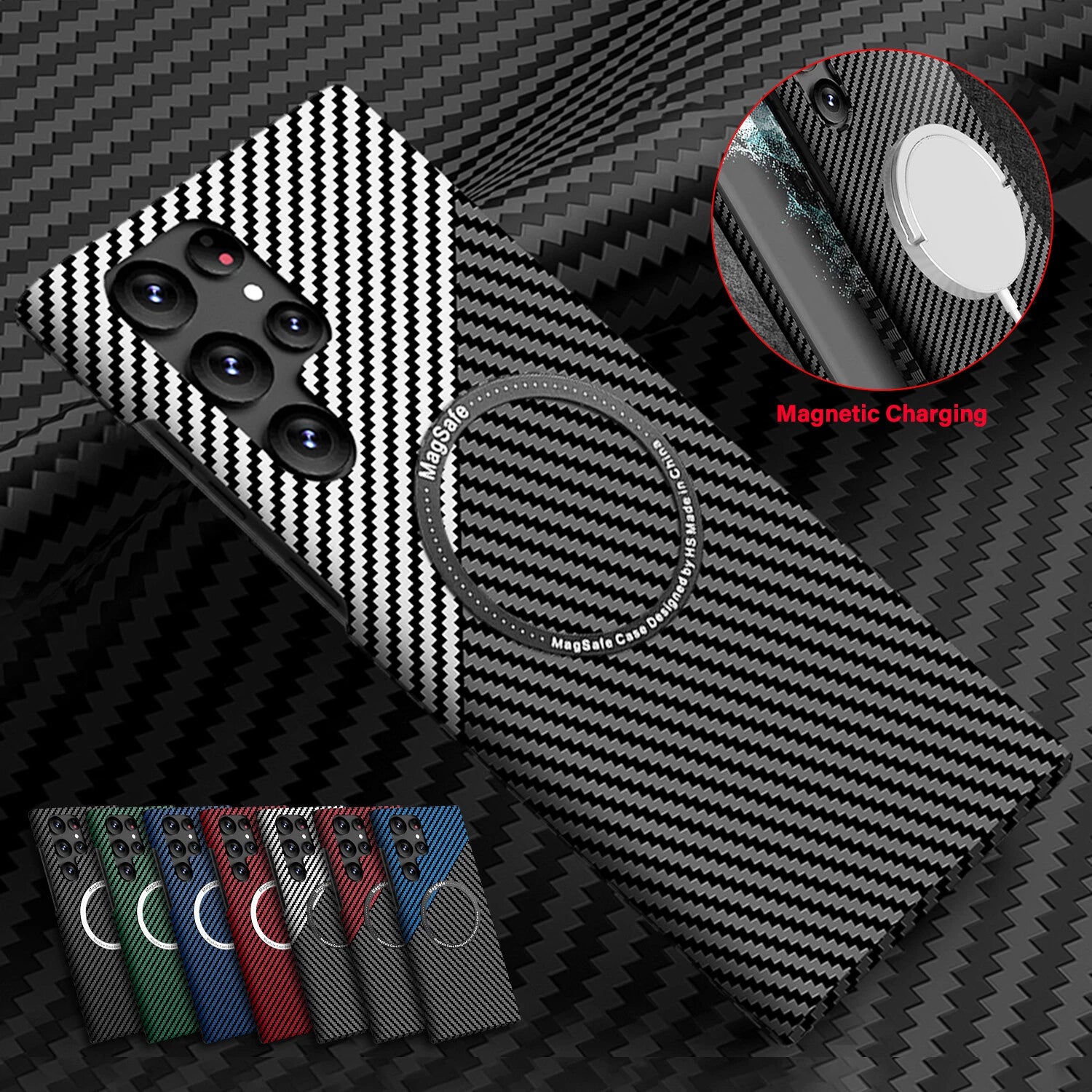 For Samsung Galaxy S25 Ultra S24 S23S22 MagSafe Case Magnetic Carbon Fiber Cover