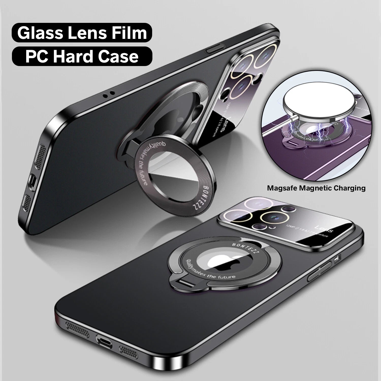 For iPhone 17 Pro Max 16 15 14 13 12 MagSafe Magnetic Lens Shockproof Stand Case