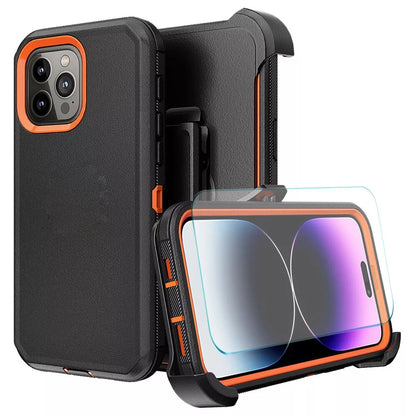 For iPhone 16 Pro Max Case 15 14 13 Phone Cover Shockproof Holster Screen Glass