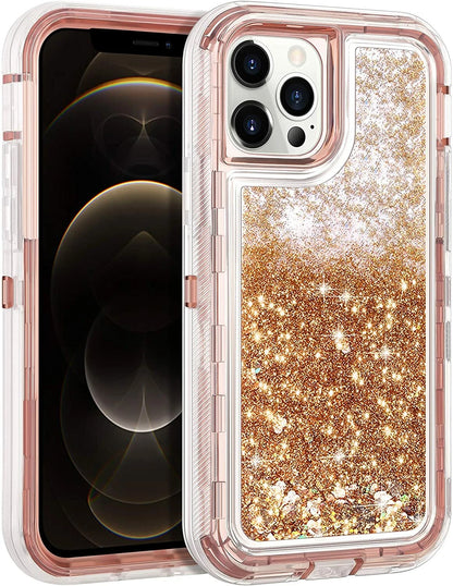 Shockproof Case For iPhone 16 15 14 13 12 11 Pro Max Liquid Glitter Cover