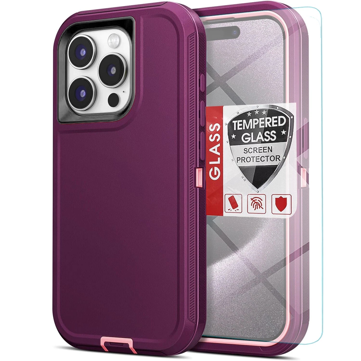 For iPhone 16 Pro Max Case 15/14/13/11 Phone Cover Shockproof + Screen Protector