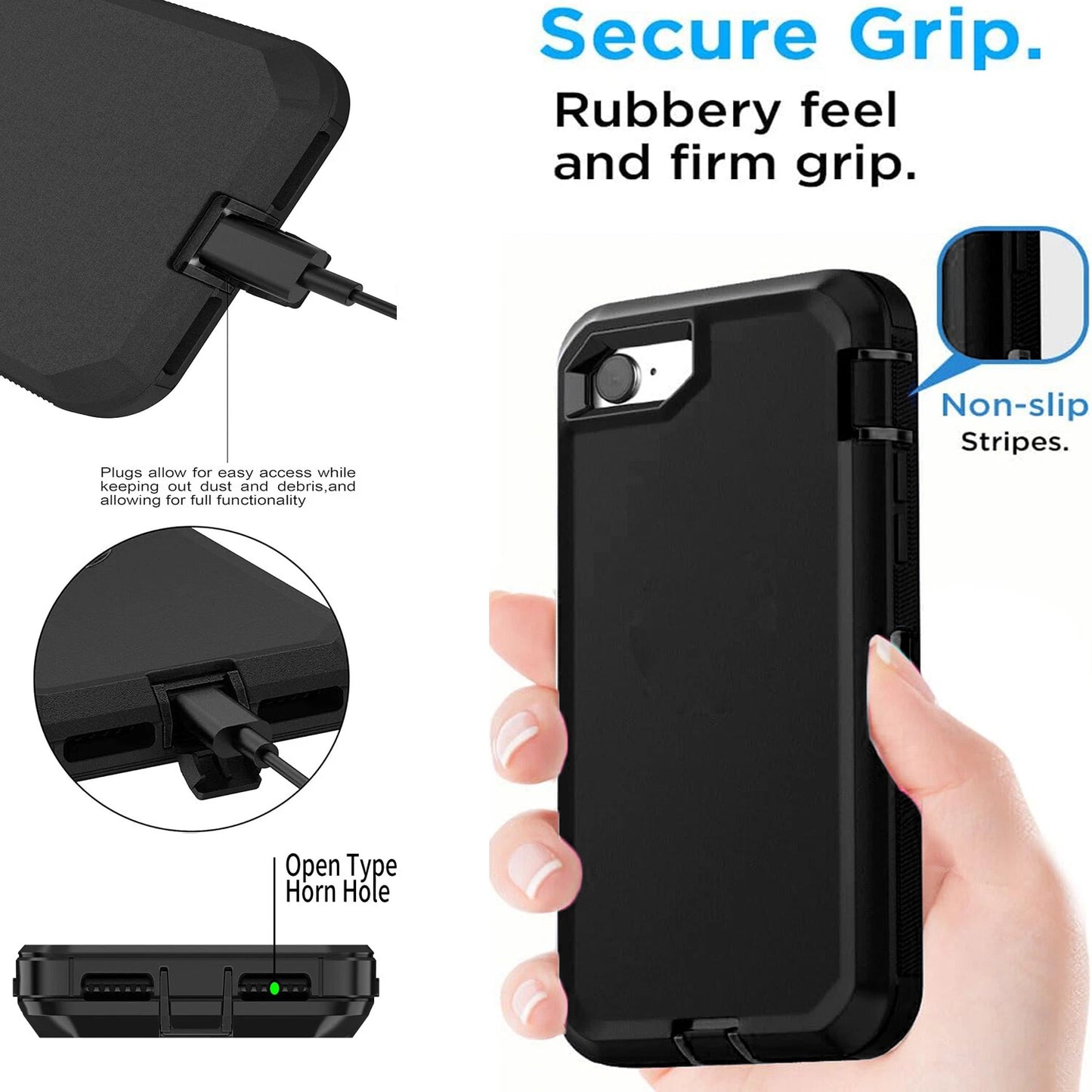 For iPhone SE Case /8/7 Plus/6S Phone Cover Shockproof Heavy Duty + Screen Glass