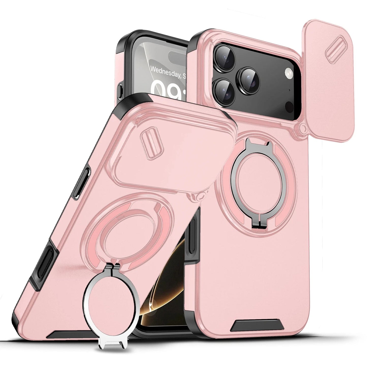 For iPhone 17 16 Pro Max 15 14 13 12 11 Rugged Magnetic Case w Ring Camera Cover
