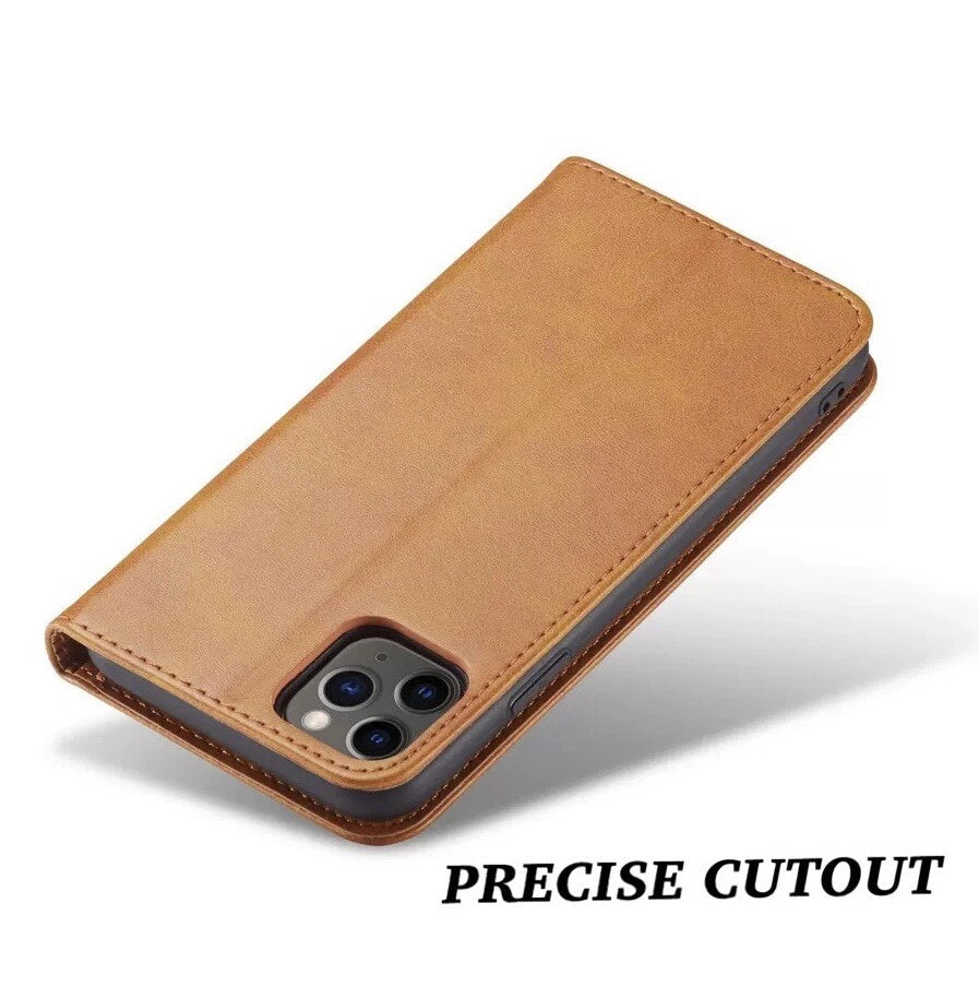 For iPhone 17 16 15 14 13 12 Plus Pro Max Air Leather Magnetic Flip Wallet Case