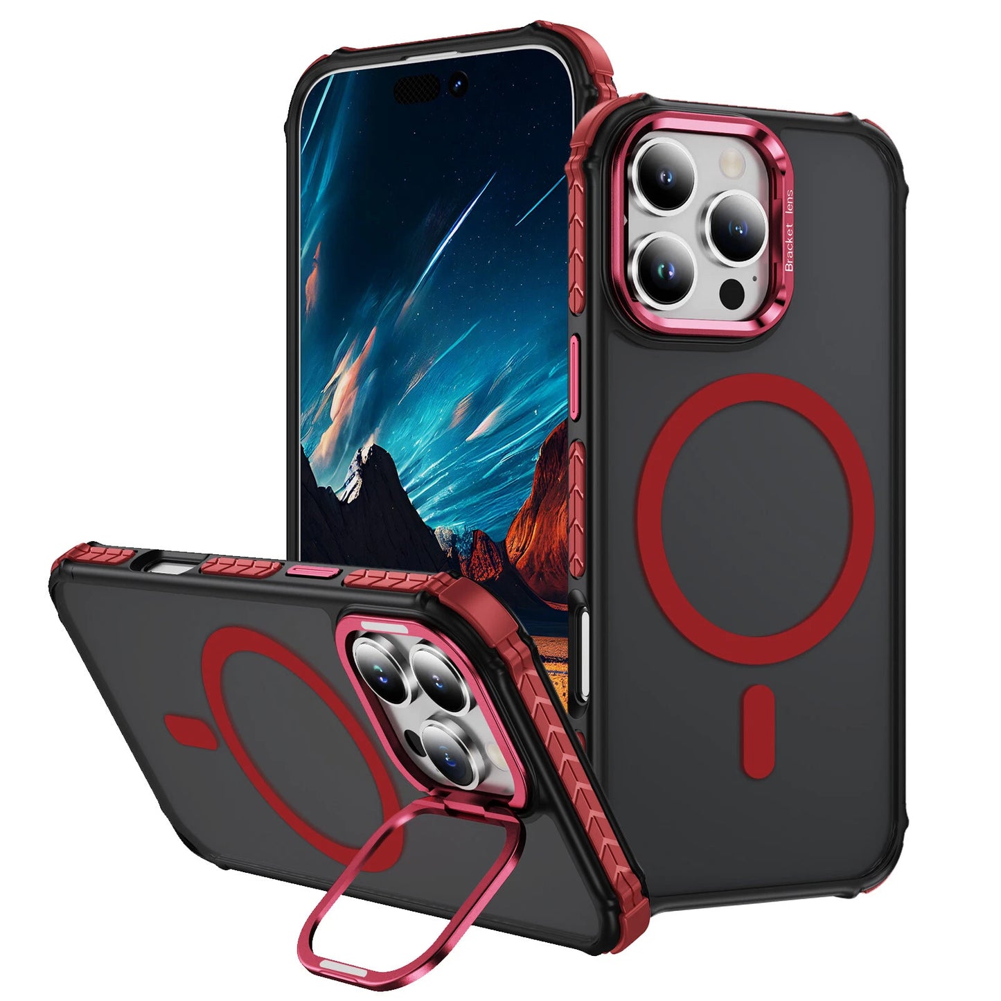 Shockproof Camera Stand Mag Safe Case For iPhone 17 16 15 14 Plus 13 12 Pro Max