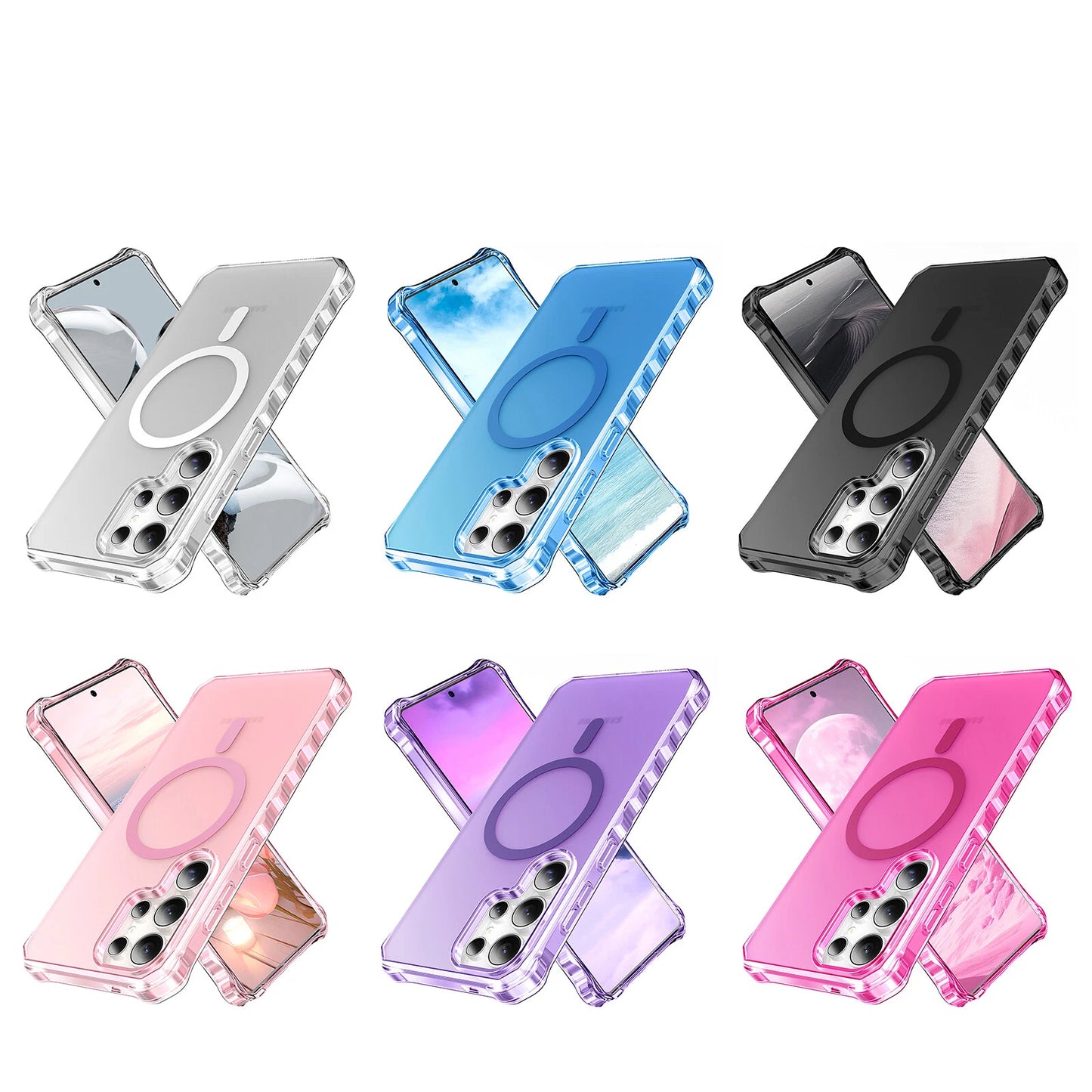 For Samsung Galaxy S25 Ultra S24+ Shockproof Matte TPU+PC Case Mag Safe Cover