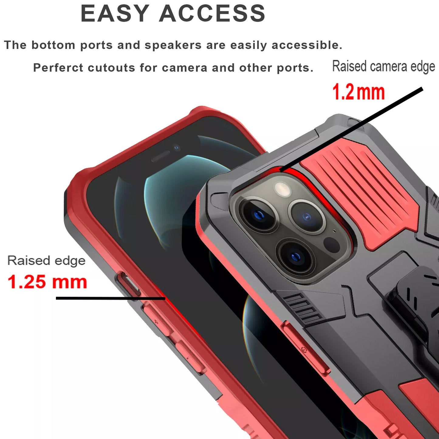 For iPhone 12 Case /12 Pro Max/Mini/ Phone Cover Shockproof Stand + Glass Screen