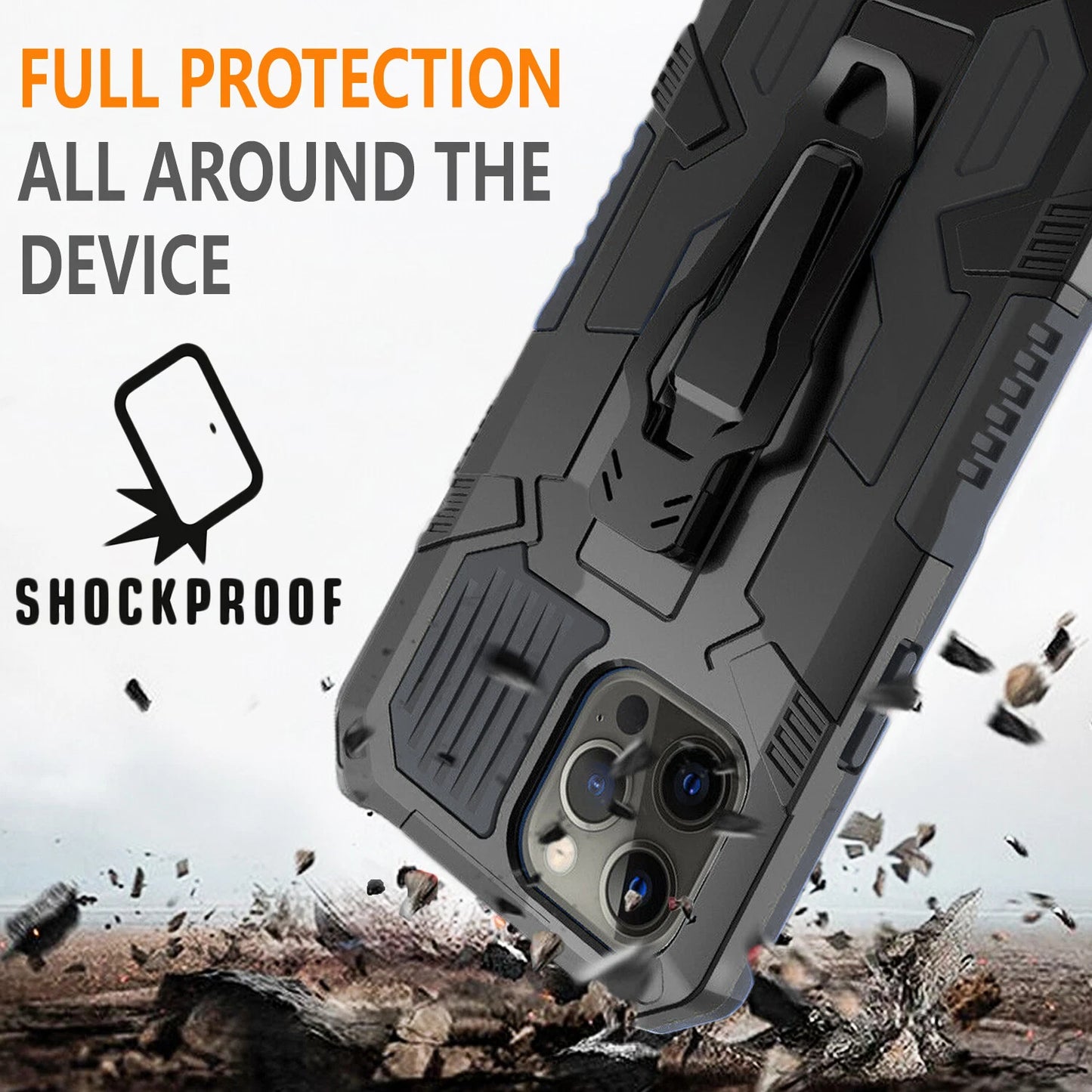 For iPhone 12 Case /12 Pro Max/Mini/ Phone Cover Shockproof Stand + Glass Screen