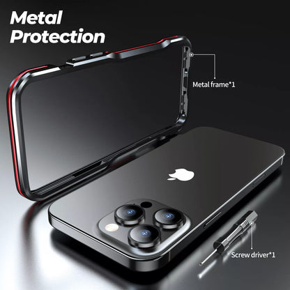 For iPhone 17 Pro Max 16e 16 15 14 13 12 Shockproof Metal Aluminum Bumper Case