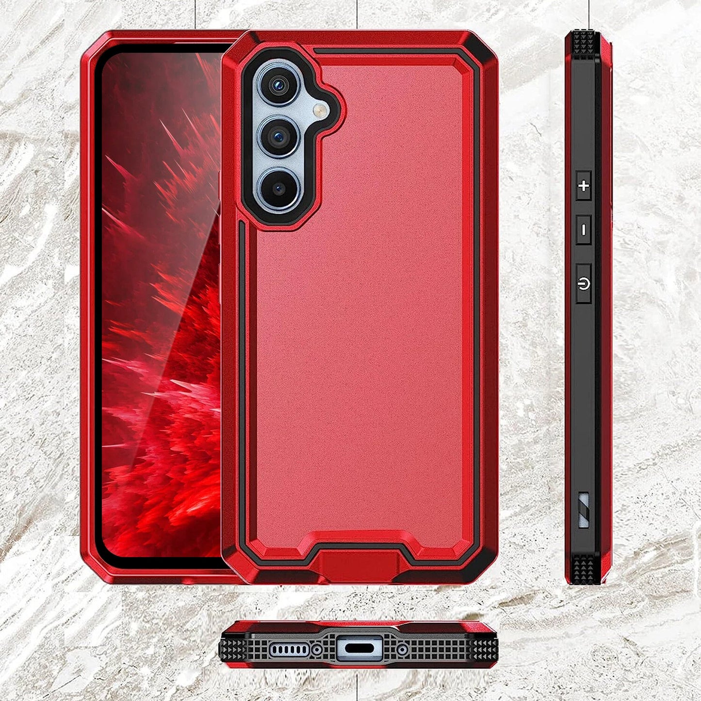 For Samsung Galaxy A16 A14 A15 A54 5G Phone Case PC+TPU Cover +Tempered Glass