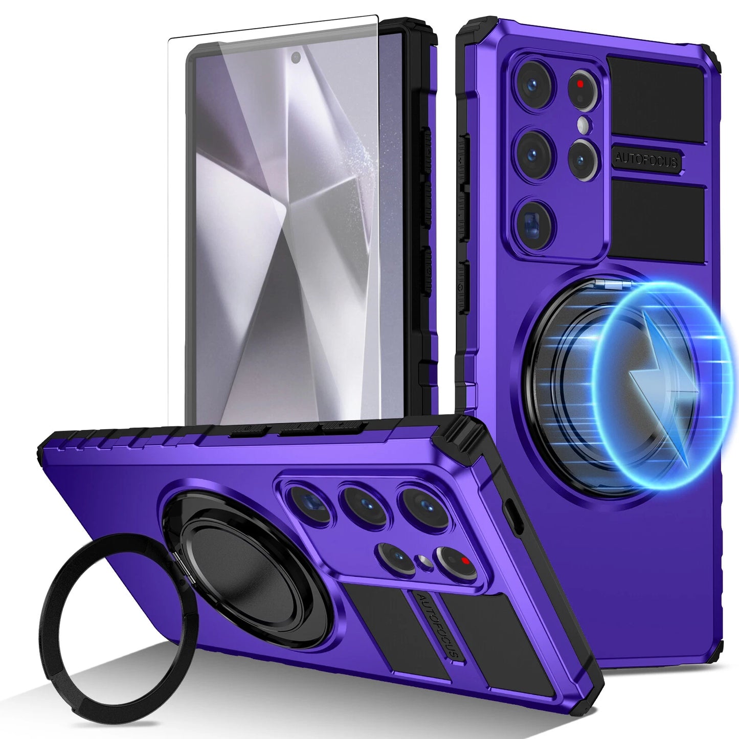 For Samsung Galaxy S24/S23/S25 Ultra Rugged Armor Phone Case + Screen Protector