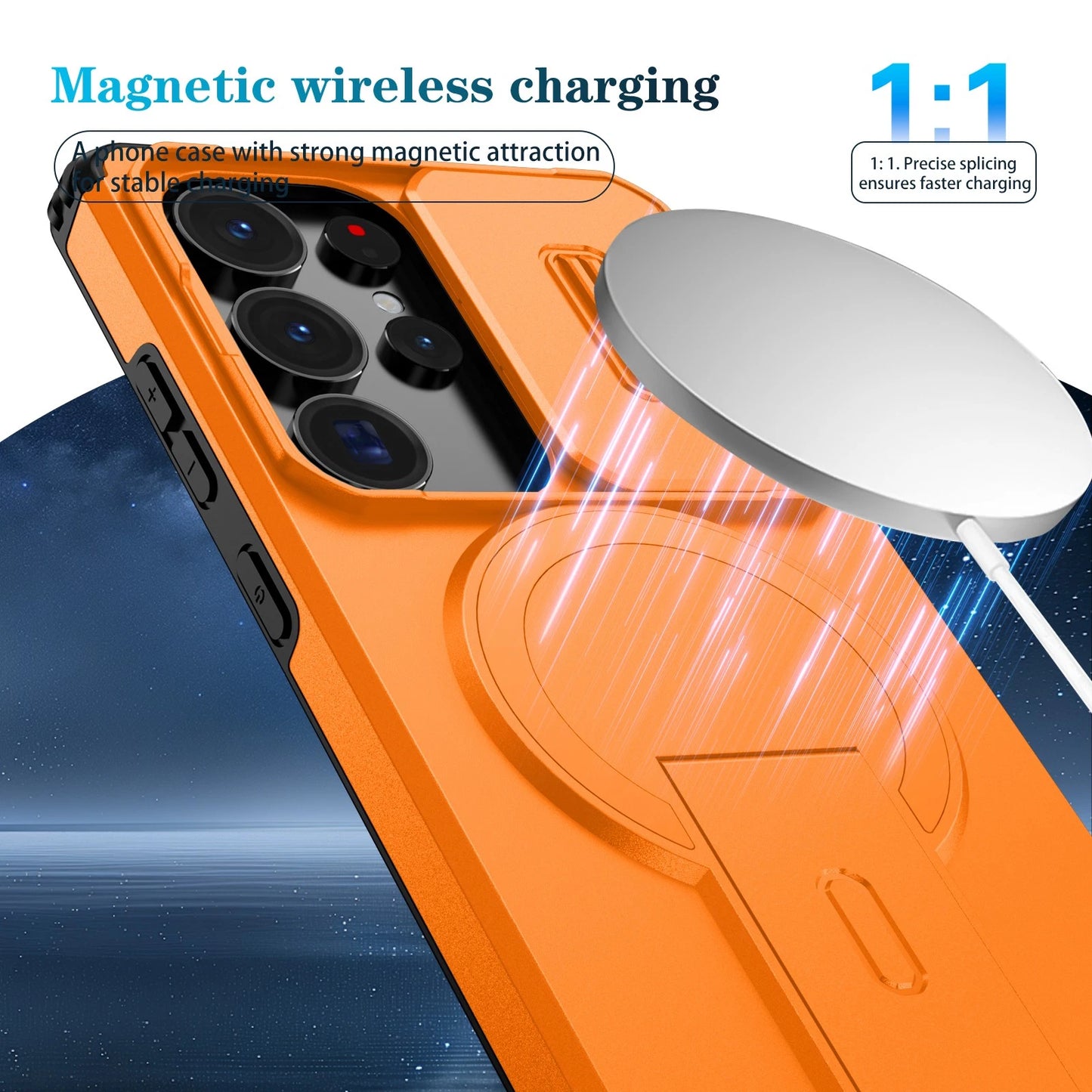For Samsung Galaxy S25FE S24 S25 Ultra Shockproof Mag Safe Stand Slide Lens Case