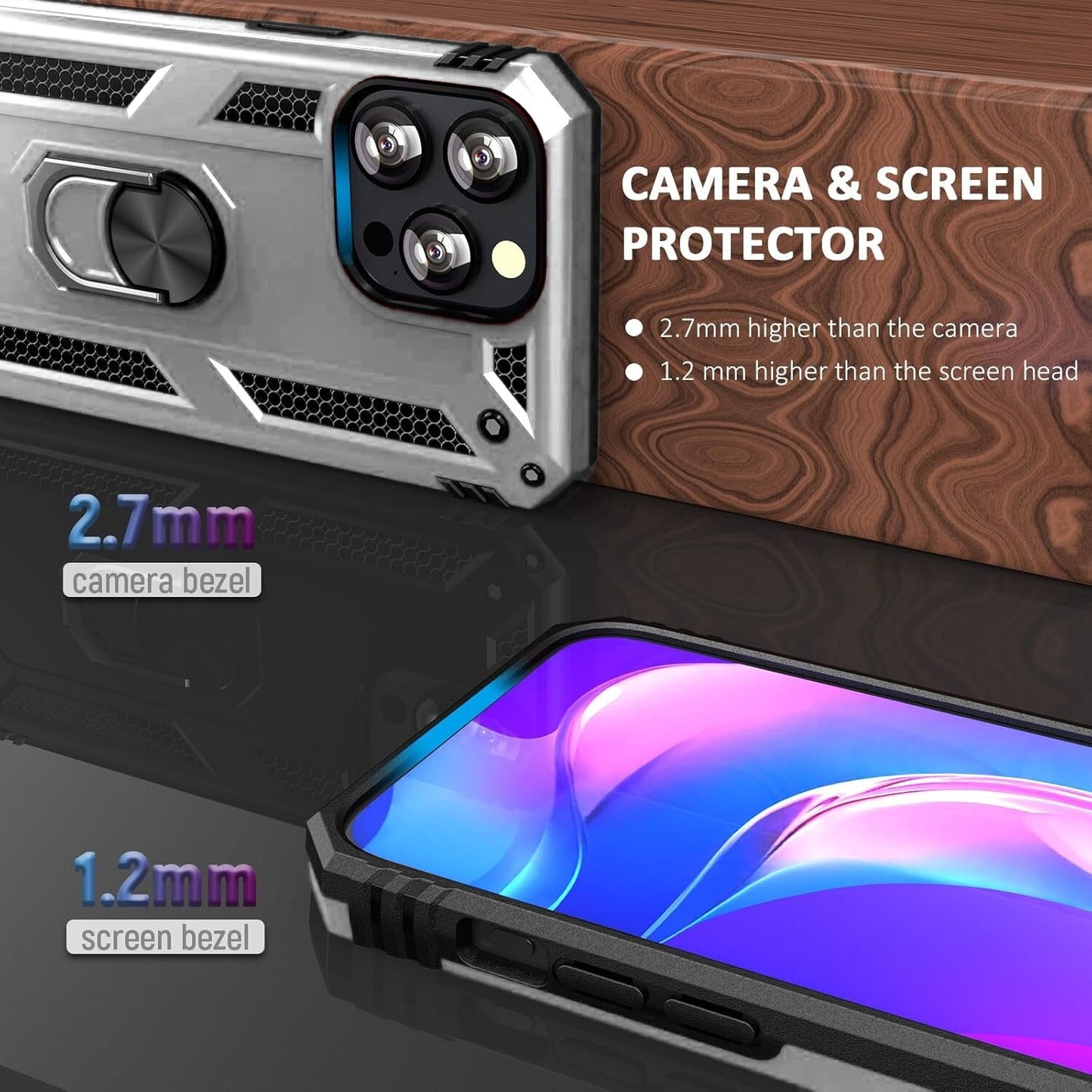 For iPhone 13 Case/13 Pro Max/13 Mini Phone Cover Shockproof + Tempered Glass