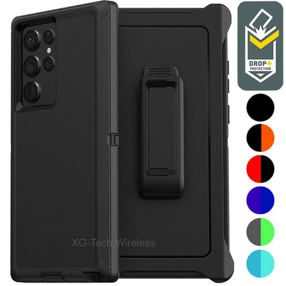 Heavy Duty Shockproof Case For Samsung Galaxy S25 S24 S23 S22+ Ultra + Belt Clip