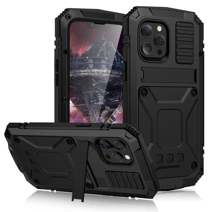 Heavy Duty Armor Metal Screen Glass Stand Case for iPhone 17 Pro Max 16 15 14 13