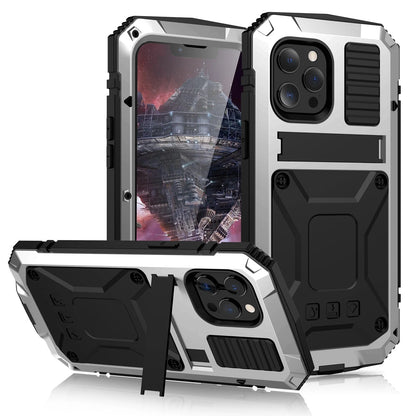 Heavy Duty Armor Metal Screen Glass Stand Case for iPhone 17 Pro Max 16 15 14 13