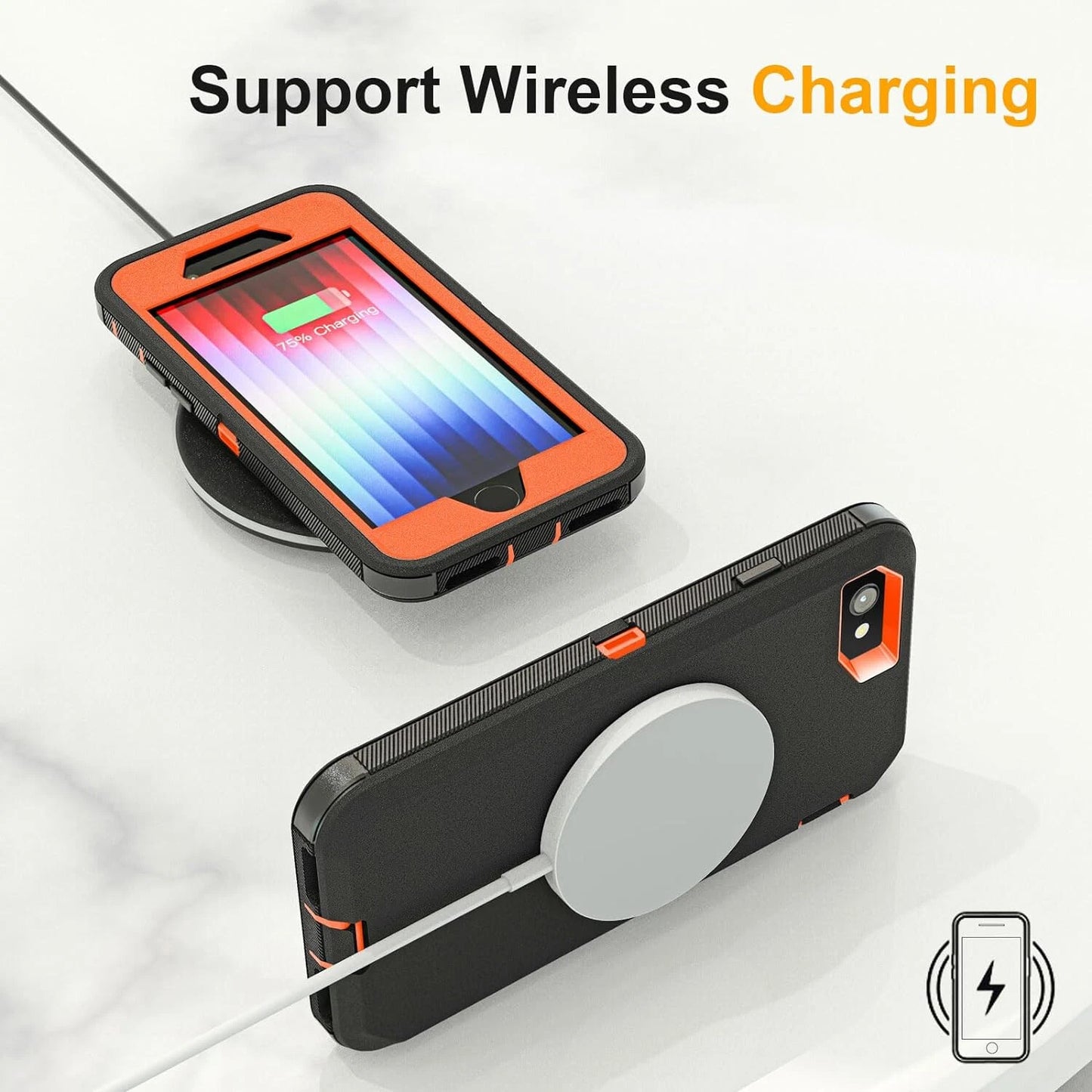 For iPhone SE Case /8/7 Plus/6S Phone Cover Shockproof Heavy Duty + Screen Glass