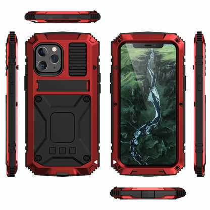 Heavy Duty Armor Metal Screen Glass Stand Case for iPhone 17 Pro Max 16 15 14 13