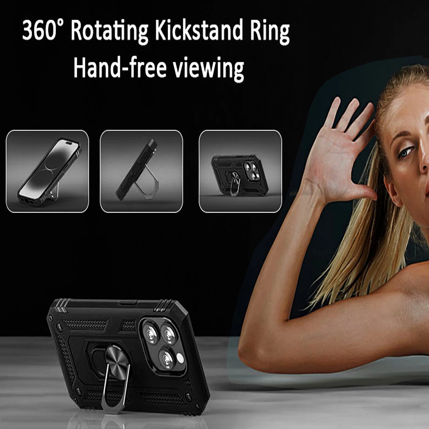 For iPhone 12 Case /12 Pro Max/Mini/ Phone Cover Shockproof Stand + Glass Screen