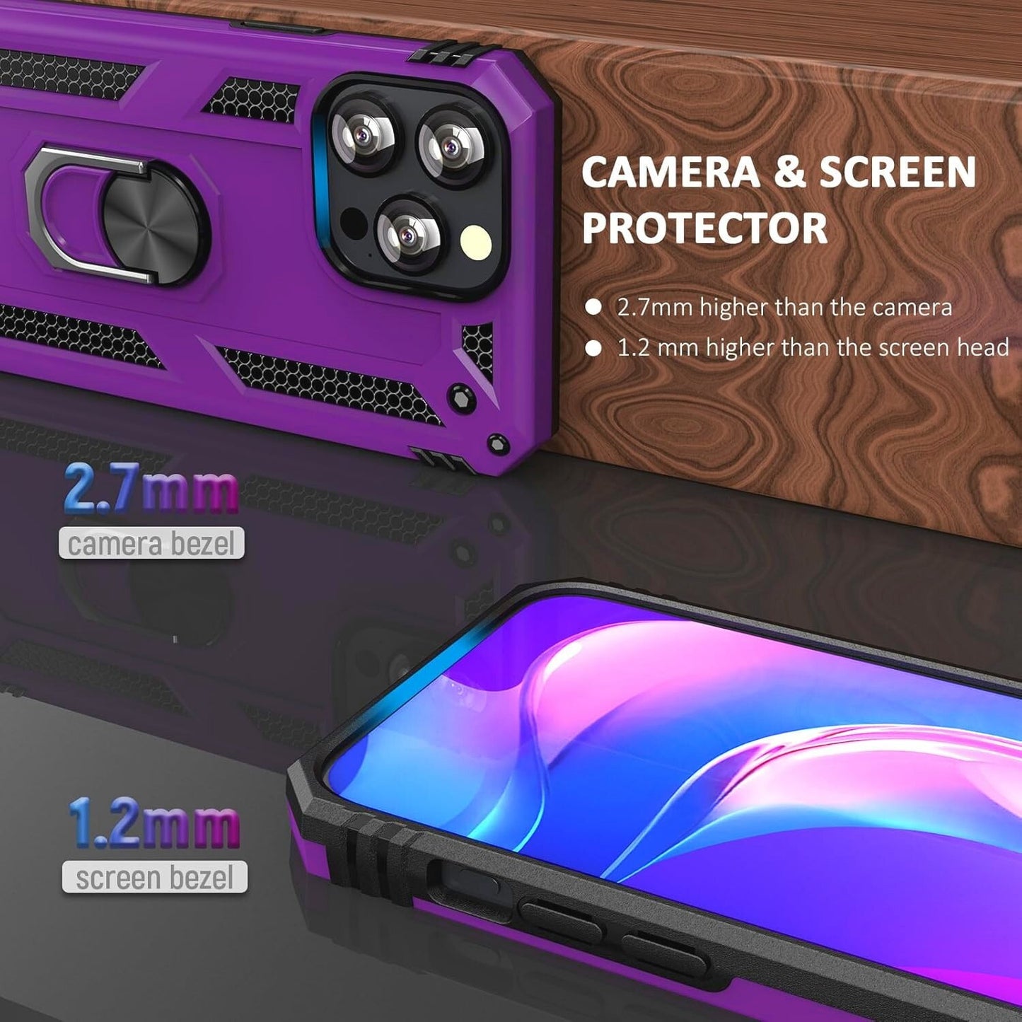 For iPhone 13 Case/13 Pro Max/13 Mini Phone Cover Shockproof + Tempered Glass