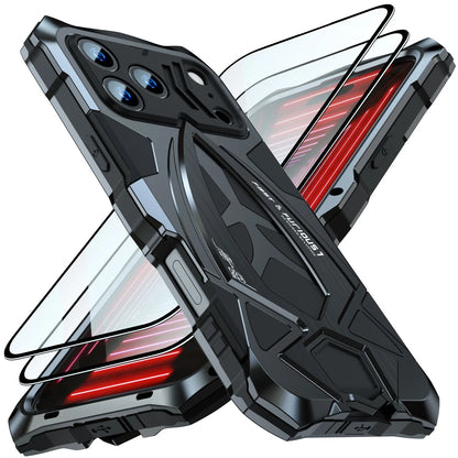 iPhone 17 Pro Max Shockproof Armor Metal Case - Heavy Duty Full Body Rugged Protective Cover