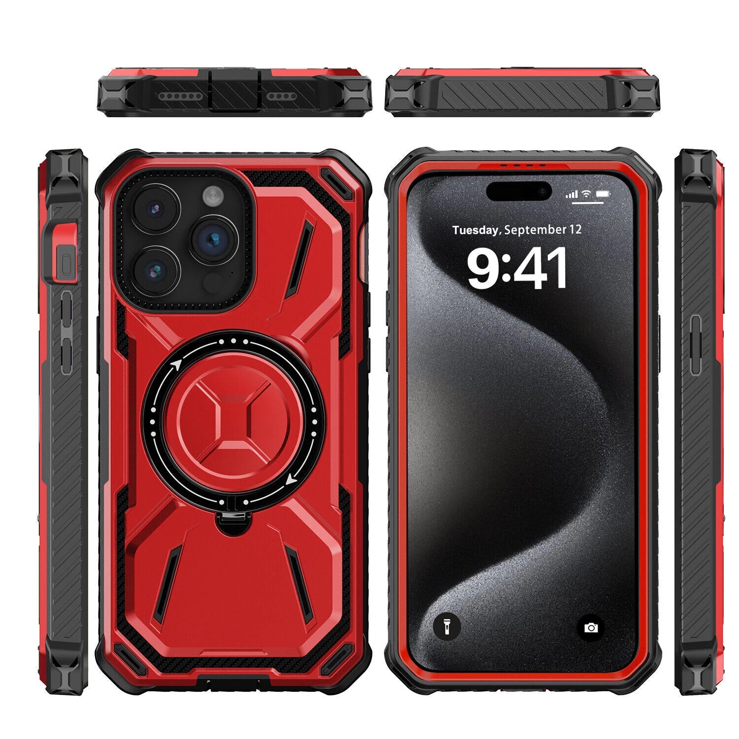 For iPhone 16 Pro Max 15 14 13 12 11 Heavy Duty Defender Case Belt Clip Holster