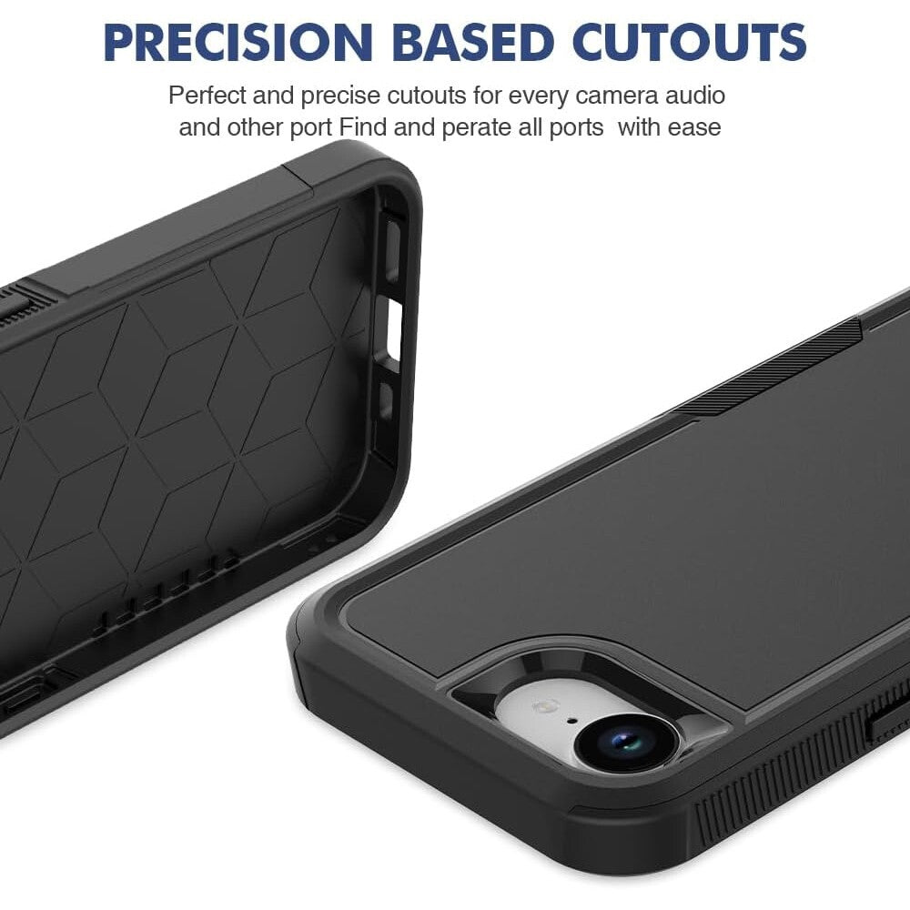 For Apple iPhone 16e Phone Case Heavy-Duty Tough Dual Layer Cover+Tempered Glass