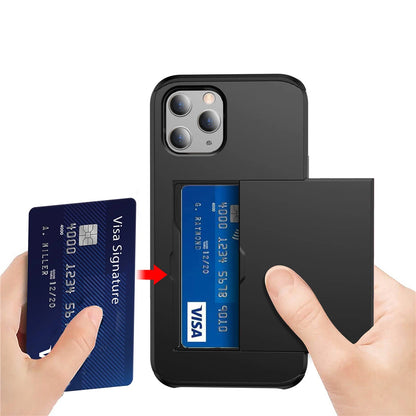 Slide Wallet Case Card Holder For iPhone 14 13 12 11 15 Pro Max X 7 8 Slim Cover