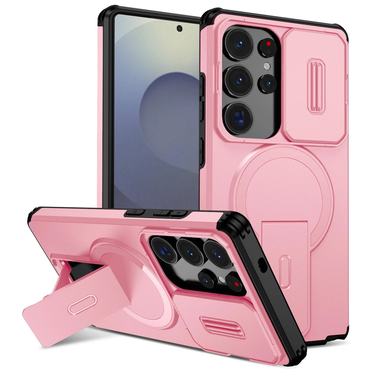 For Samsung Galaxy S25FE S24 S25 Ultra Shockproof Mag Safe Stand Slide Lens Case
