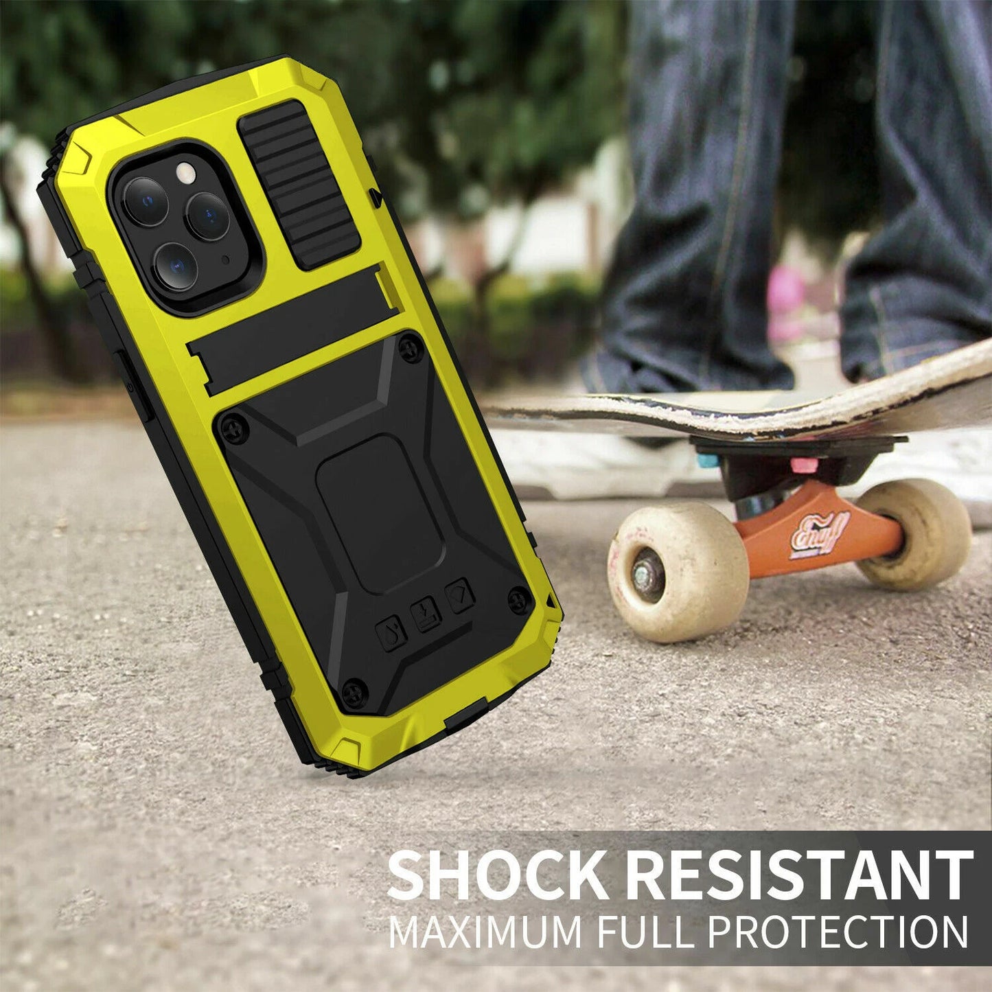 Heavy Duty Armor Metal Screen Glass Stand Case for iPhone 17 Pro Max 16 15 14 13
