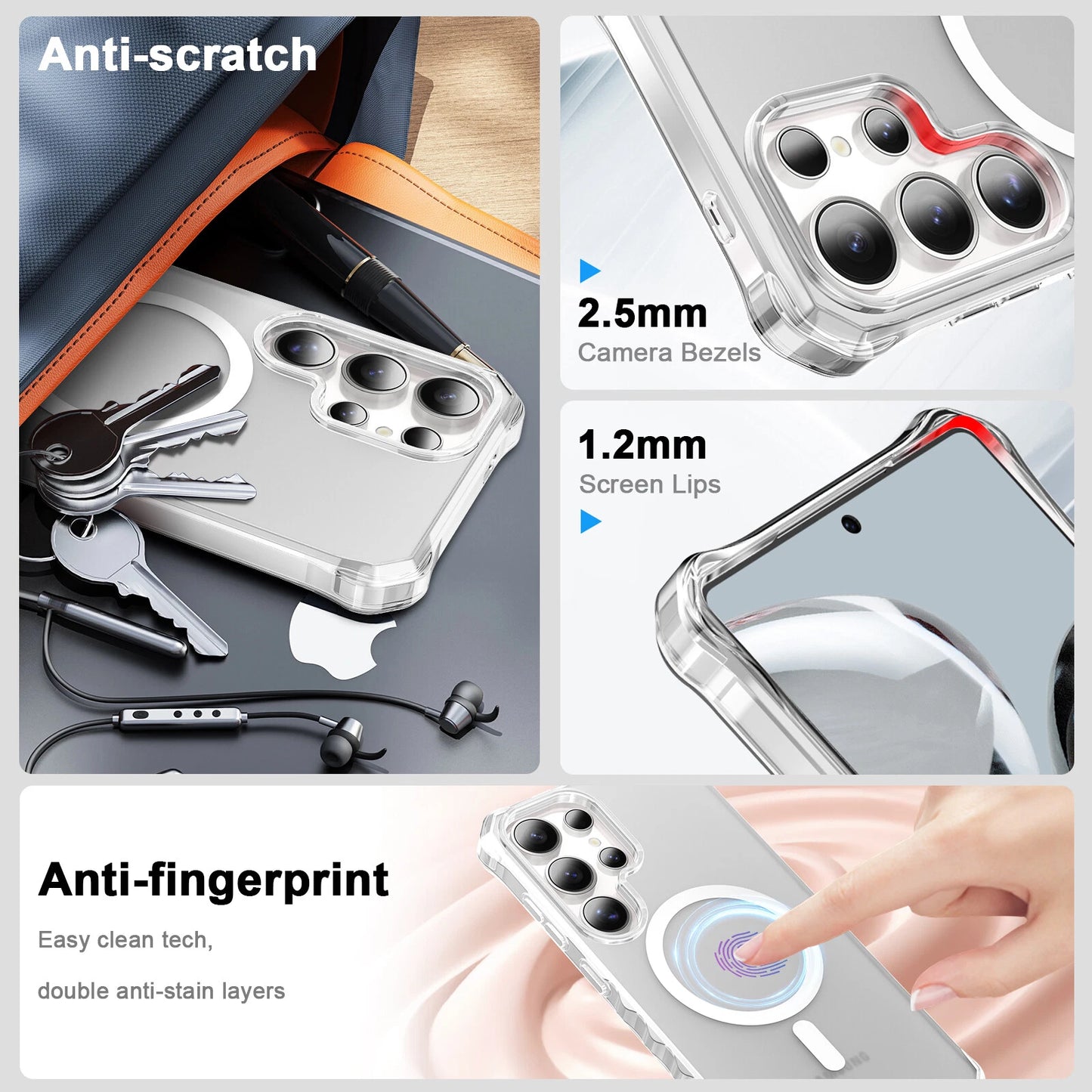 For Samsung Galaxy S25 Ultra S24+ Shockproof Matte TPU+PC Case Mag Safe Cover