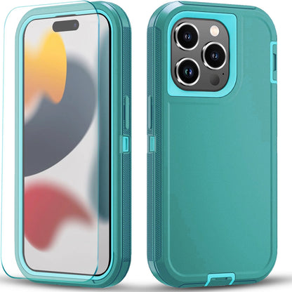 For iPhone 16 Pro Max/16 Pro 15 14 13 11 Case Phone Shockproof Cover+Screen Glas