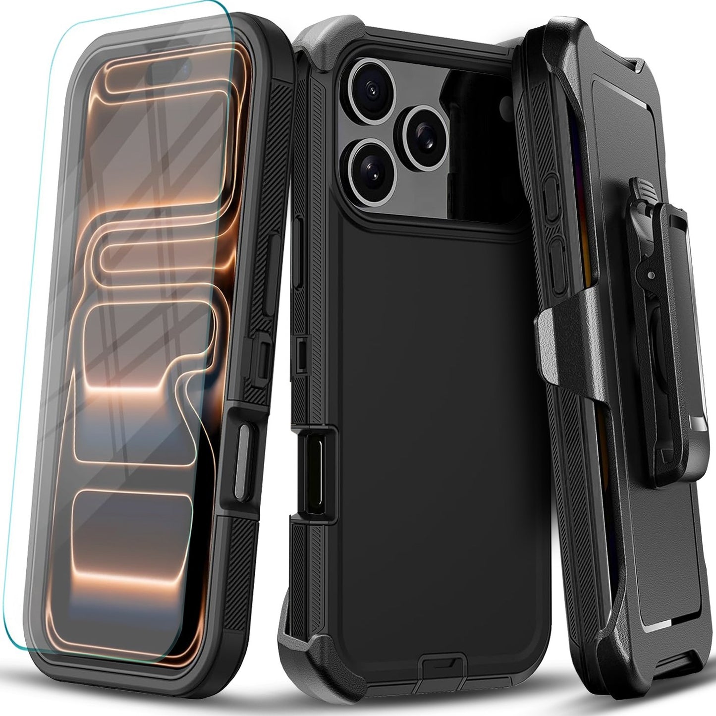 For iPhone 17 Pro Max Case /17 Pro/16 Phone Cover Fit OtterBox + Tempered Glass