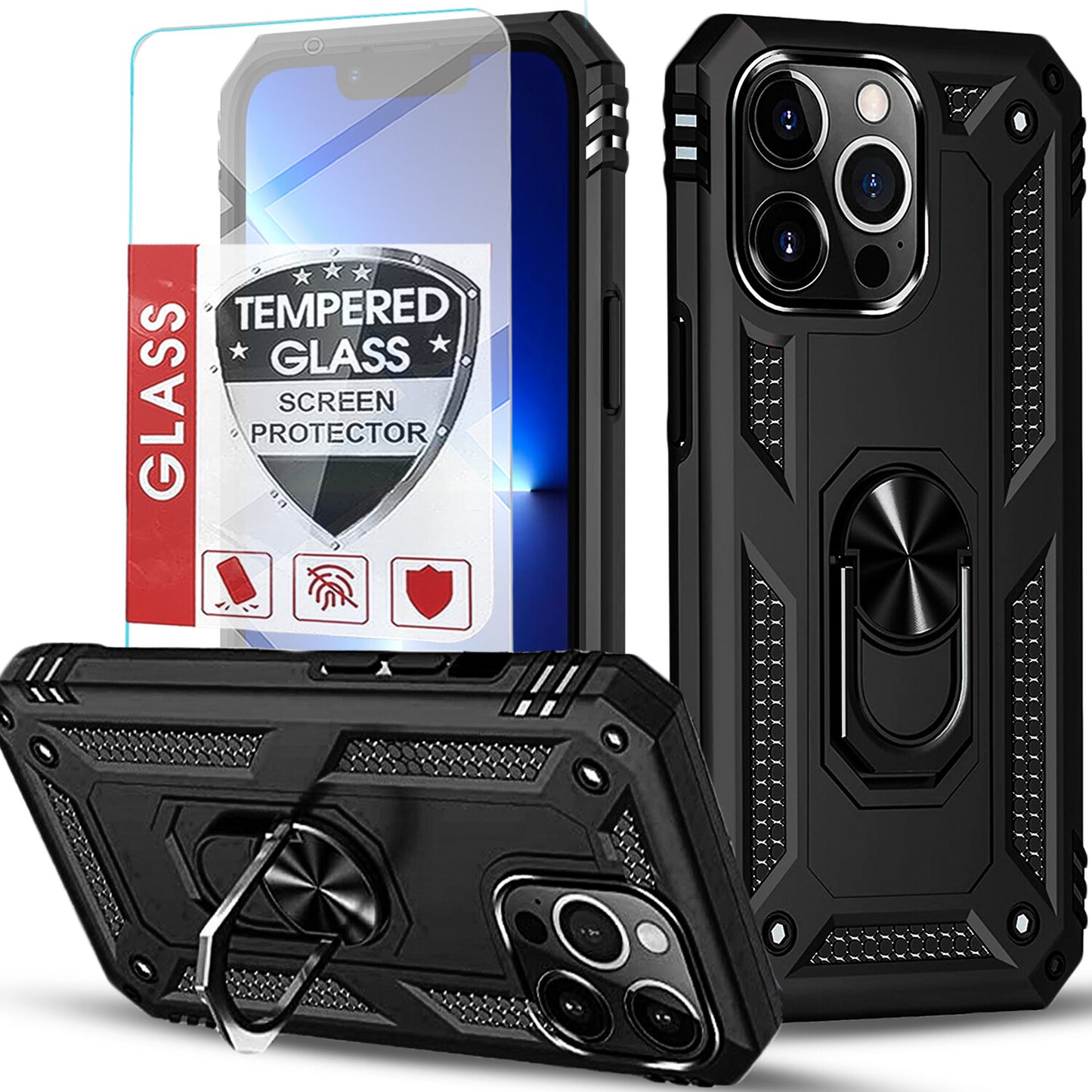 For iPhone 17 Pro Max Case 17 Pro 16 15 14 13 12 11 Phone Cover + Tempered Glass