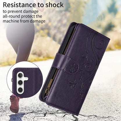 Leather Zipper Wallet Phone Case For Samsung Galaxy S25 S24 Ultra S23 S22 S21 FE