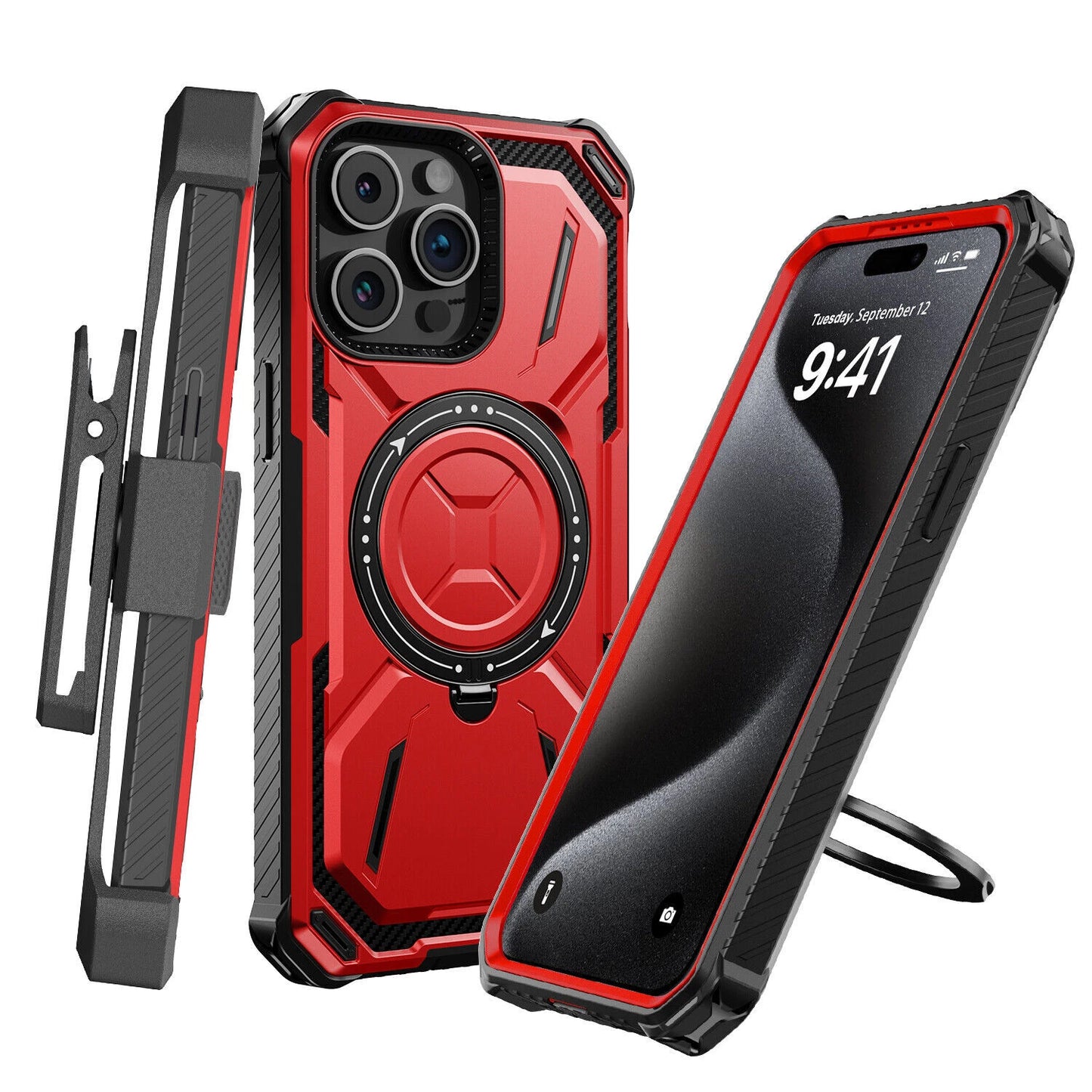 For iPhone 16 Pro Max 15 14 13 12 11 Heavy Duty Defender Case Belt Clip Holster