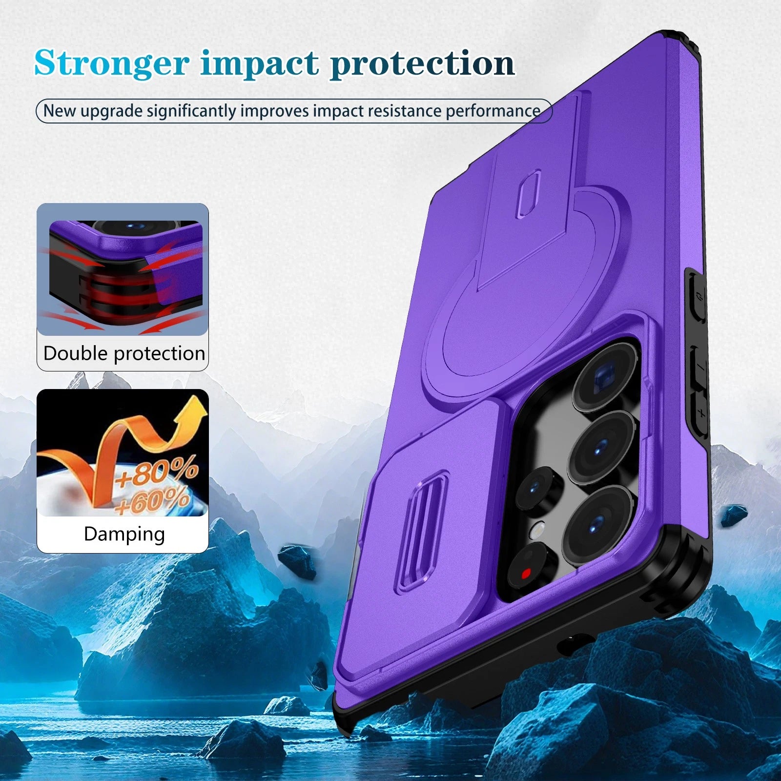 For Samsung Galaxy S25FE S24 S25 Ultra Shockproof Mag Safe Stand Slide Lens Case