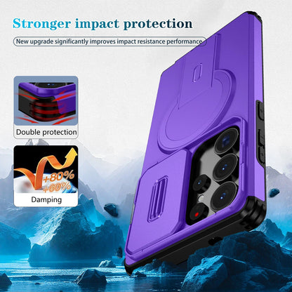 For Samsung Galaxy S25FE S24 S25 Ultra Shockproof Mag Safe Stand Slide Lens Case